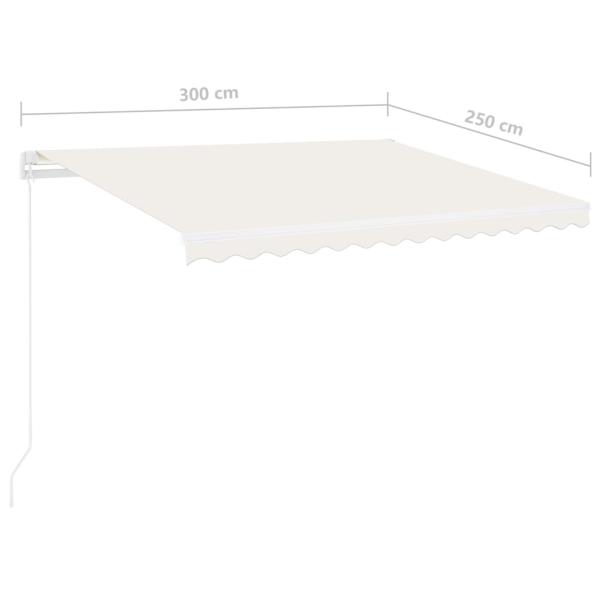 Markise Manuell Einziehbar mit LED 300x250 cm Creme