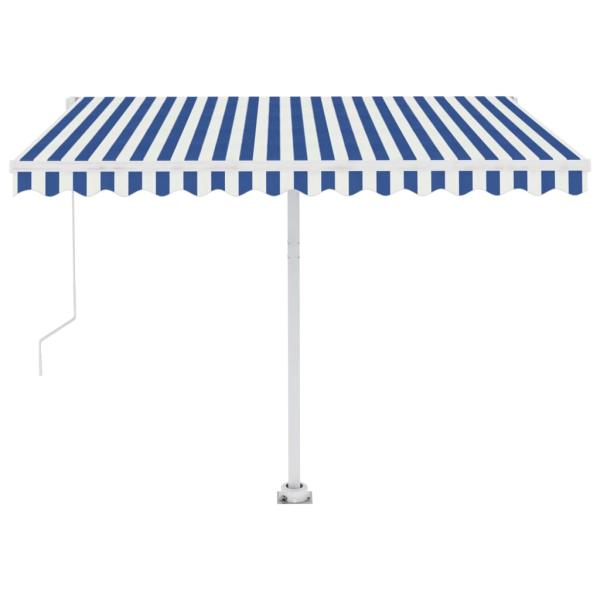 Markise Manuell Einziehbar mit LED 350x250 cm Blau Weiß