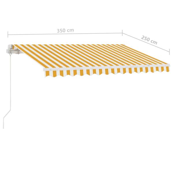 Markise Manuell Einziehbar mit LED 350x250 cm Gelb Weiß
