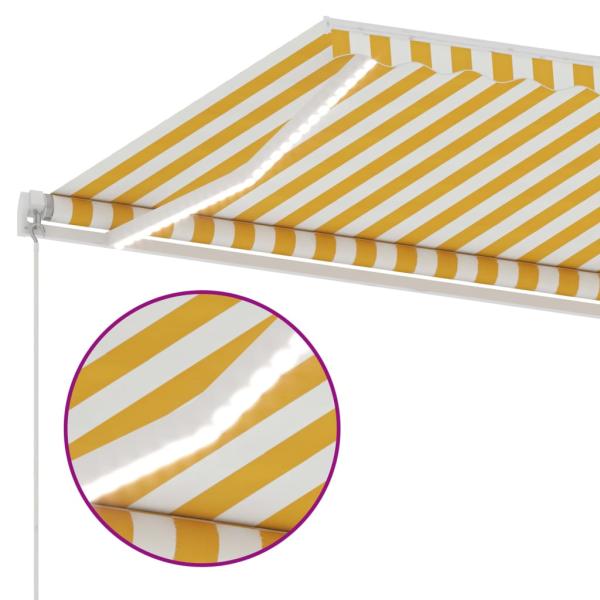Markise Manuell Einziehbar mit LED 350x250 cm Gelb Weiß