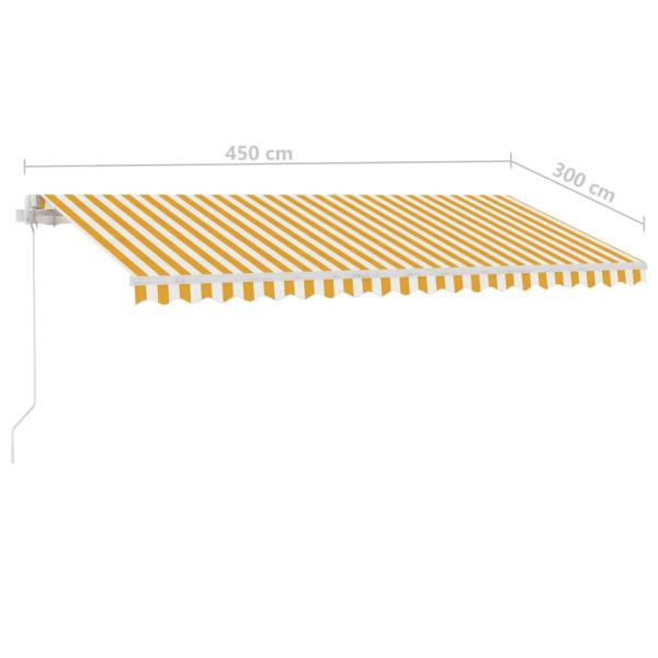 Markise Manuell Einziehbar mit LED 450x300 cm Gelb Weiß