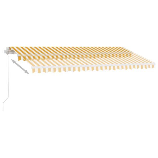 Markise Manuell Einziehbar mit LED 450x300 cm Gelb Weiß
