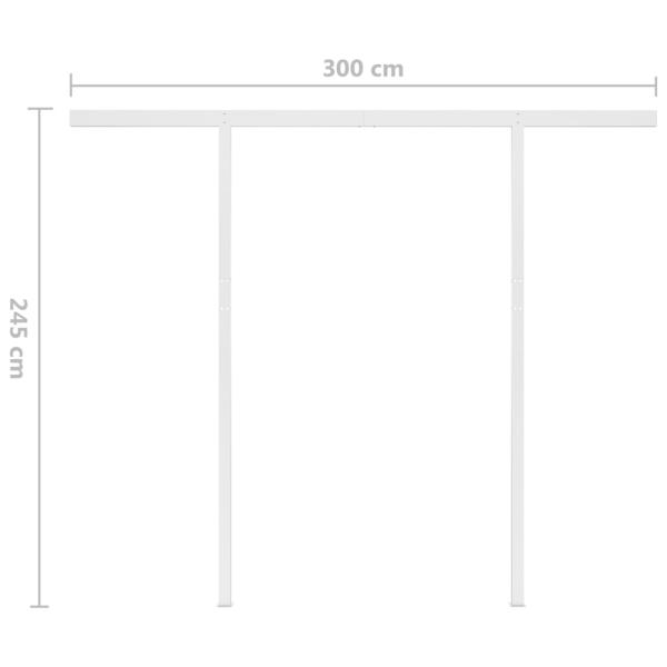Markise Manuell Einziehbar mit LED 3x2,5 m Blau und Weiß