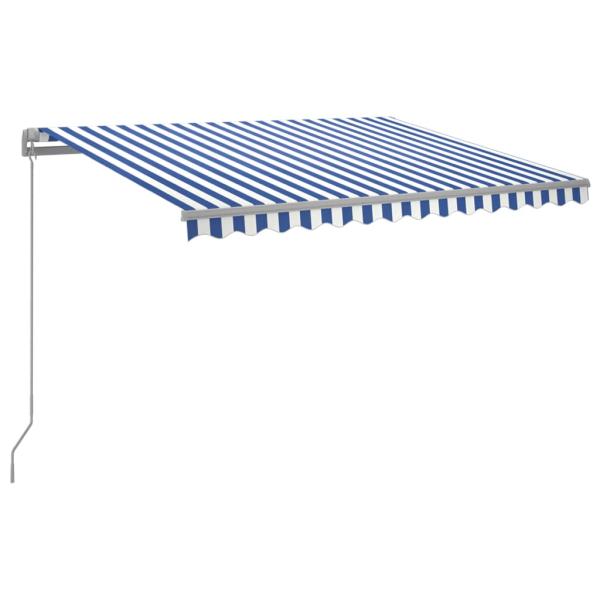 Markise Manuell Einziehbar mit LED 300x250 cm Blau und Weiß