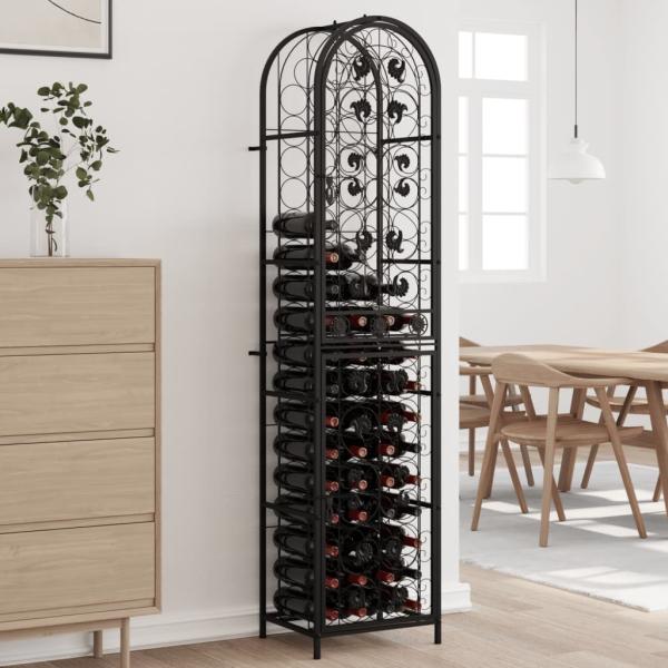 ARDEBO.de - Weinregal für 73 Flaschen Schwarz 45x36x200 cm Schmiedeeisen