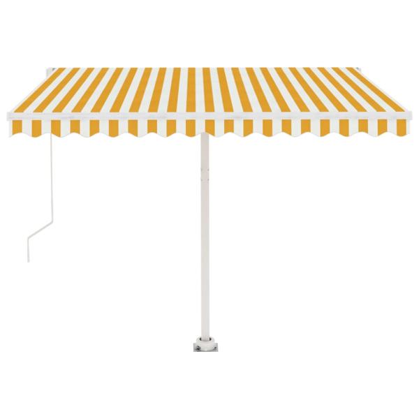 Markise Manuell Einziehbar mit LED 300x250 cm Gelb Weiß