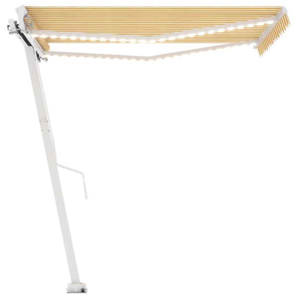 Markise Manuell Einziehbar mit LED 300x250 cm Gelb Weiß