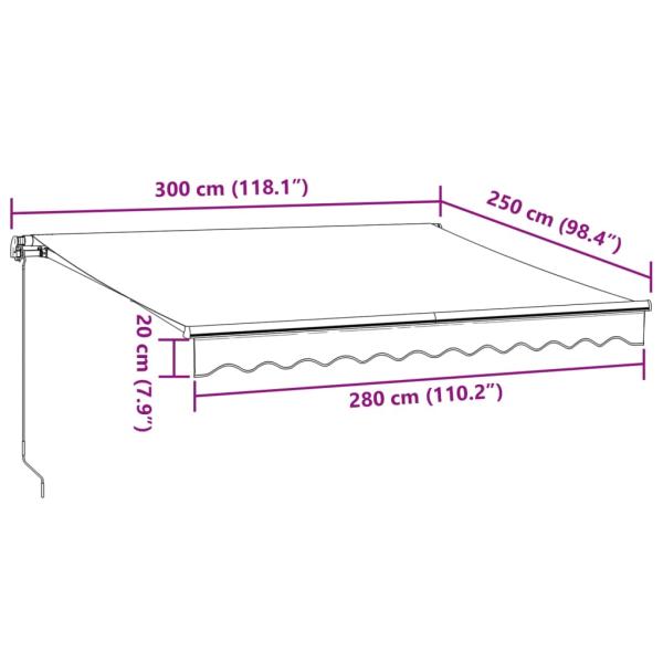 Markise mit LED-Beleuchtung Manuell Anthrazit & Weiß 300x250 cm