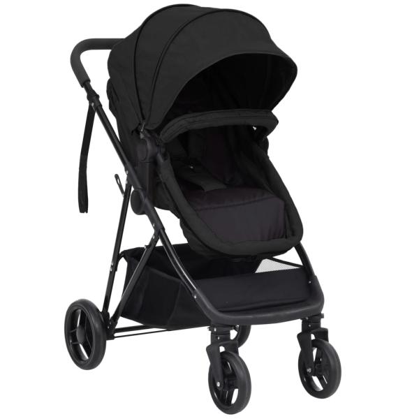 ARDEBO.de - 2-in-1 Kinderwagen Anthrazit und Schwarz Stahl