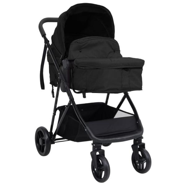 2-in-1 Kinderwagen Anthrazit und Schwarz Stahl