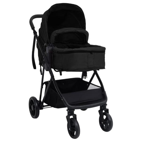 2-in-1 Kinderwagen Anthrazit und Schwarz Stahl