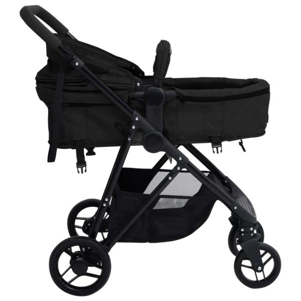 2-in-1 Kinderwagen Anthrazit und Schwarz Stahl