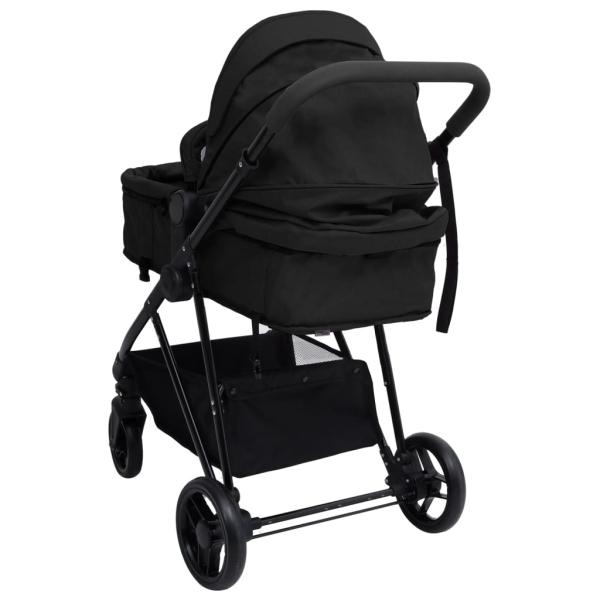 2-in-1 Kinderwagen Anthrazit und Schwarz Stahl