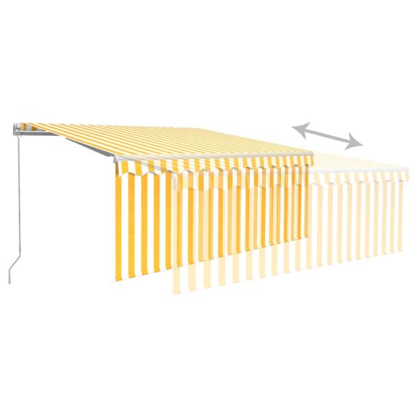 Markise Manuell Einziehbar mit Rollo & LED 3,5x2,5m Gelb & Weiß
