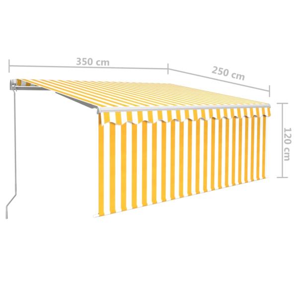 Markise Manuell Einziehbar mit Rollo & LED 3,5x2,5m Gelb & Weiß
