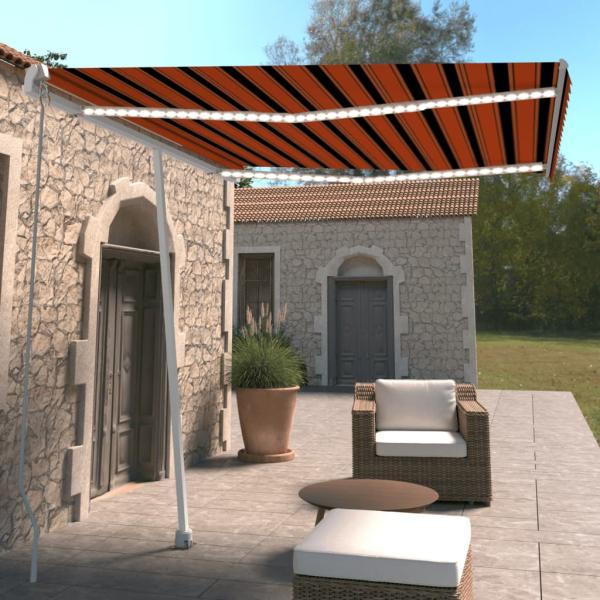 ARDEBO.de - Markise Manuell Einziehbar mit LED 300x250 cm Orange und Braun