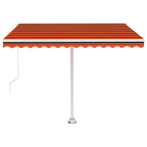 Markise Manuell Einziehbar mit LED 300x250 cm Orange und Braun