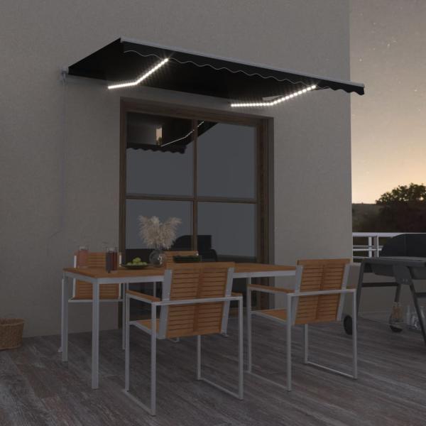 ARDEBO.de - Markise Manuell Einziehbar mit LED 350x250 cm Anthrazit
