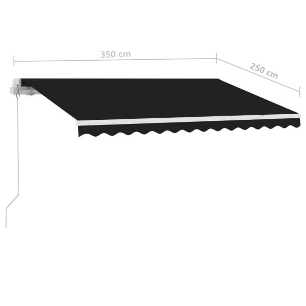Markise Manuell Einziehbar mit LED 350x250 cm Anthrazit