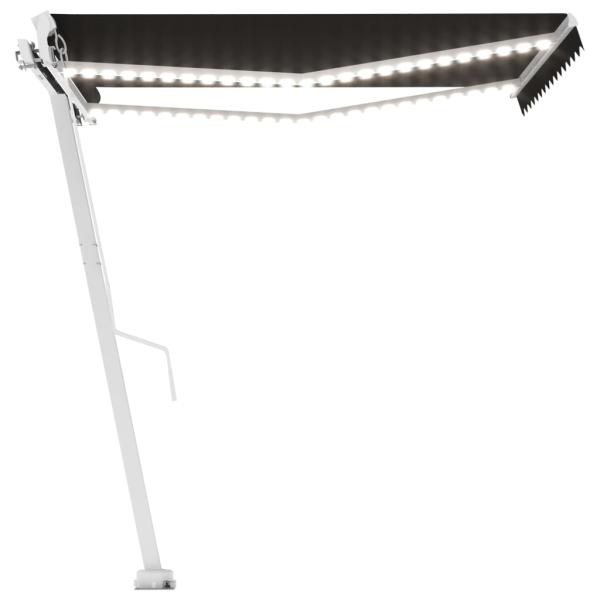 Markise Manuell Einziehbar mit LED 350x250 cm Anthrazit
