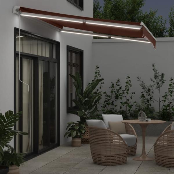 Markise Manuell mit LED Braun 300x250 cm