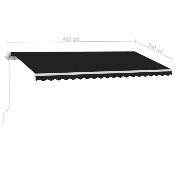 Markise Manuell Einziehbar mit LED 450x300 cm Anthrazit