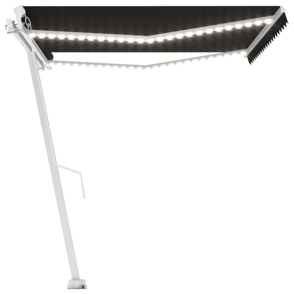 Markise Manuell Einziehbar mit LED 450x300 cm Anthrazit
