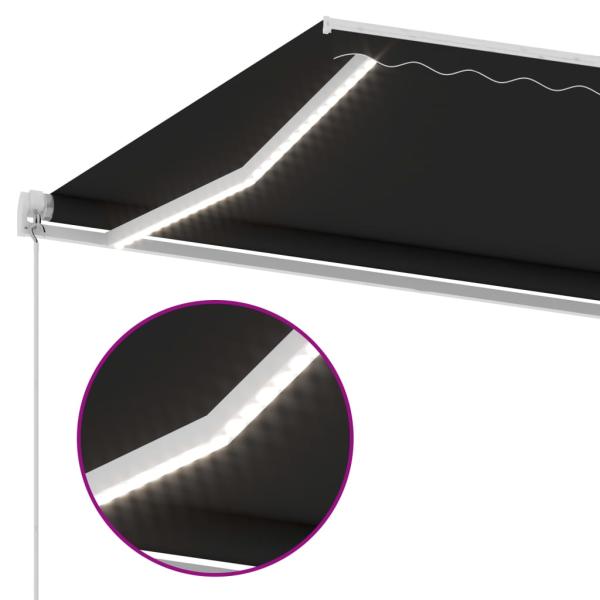 Markise Manuell Einziehbar mit LED 450x300 cm Anthrazit