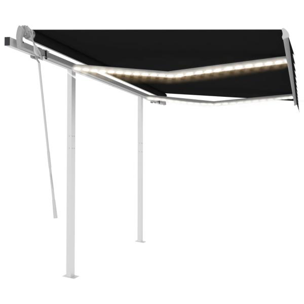 ARDEBO.de - Markise Manuell Einziehbar mit LED 3x2,5 m Anthrazit