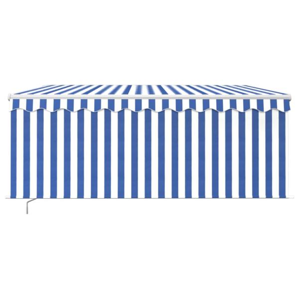 Markise Manuell Einziehbar mit Rollo & LED 3x2,5m Blau & Weiß