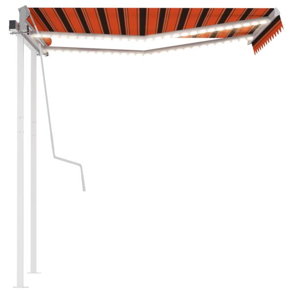 Markise Manuell Einziehbar mit LED 3,5x2,5 m Orange Braun