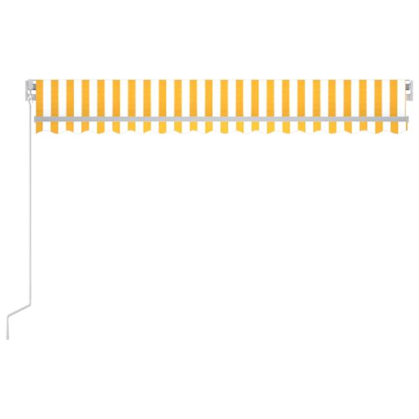 Markise Manuell Einziehbar mit LED 450x300 cm Gelb und Weiß