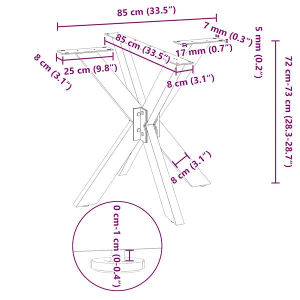 Esstischbein in Spinnenform Naturstahl 85x85x(72-73) cm Stahl