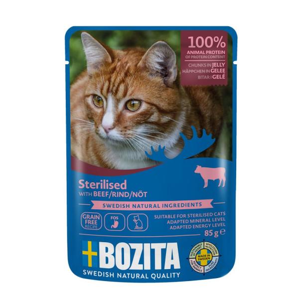 ARDEBO.de Bozita Sterilised Häppchen in Gelee PB mit Rind 85 g 