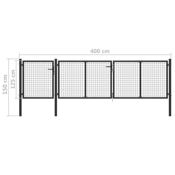 Gartentor Stahl 400 x 100 cm Anthrazit