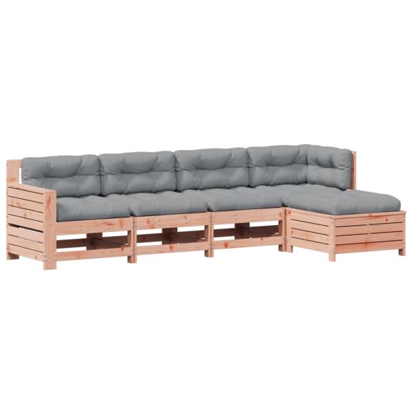 5-tlg. Garten-Lounge-Set mit Kissen Massivholz Douglasie