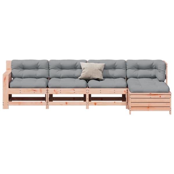 5-tlg. Garten-Lounge-Set mit Kissen Massivholz Douglasie