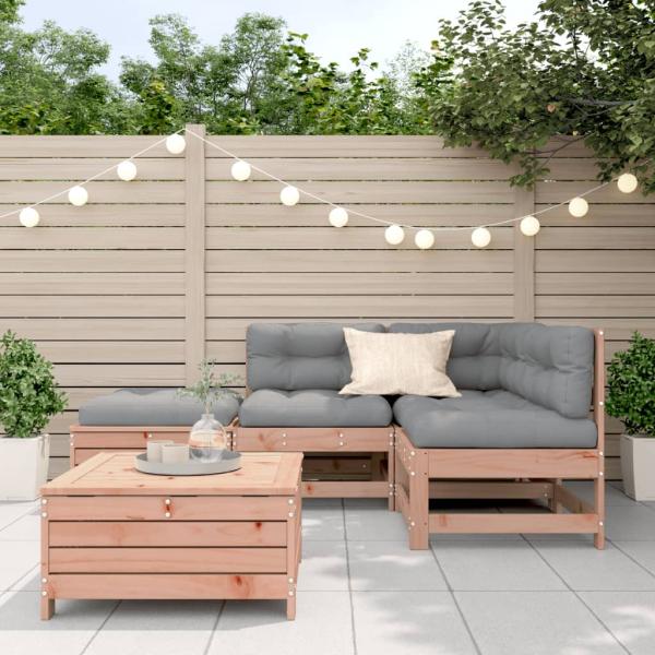 5-tlg. Garten-Lounge-Set mit Kissen Massivholz Douglasie