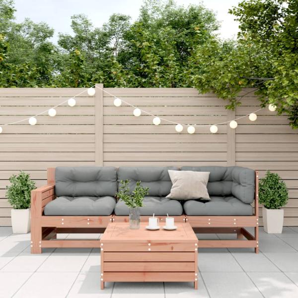 4-tlg. Garten-Lounge-Set mit Kissen Massivholz Douglasie