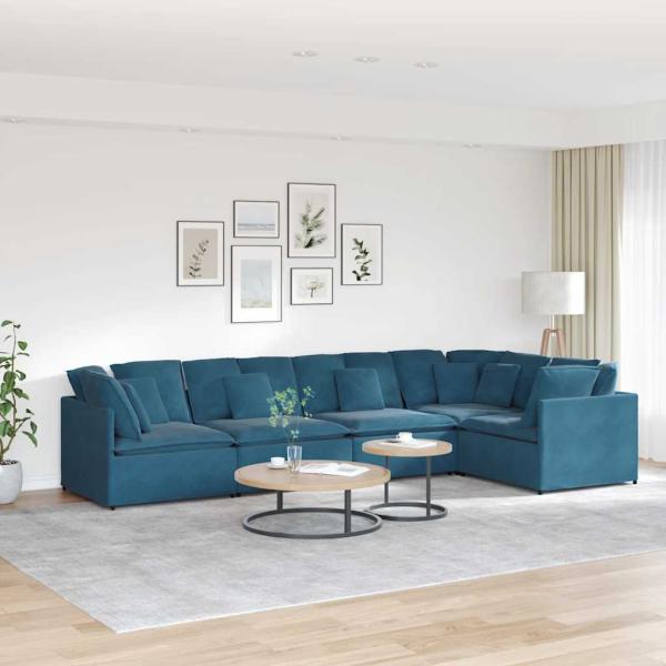 ARDEBO.de - Modulares Sofa mit Kissen Samt Blau