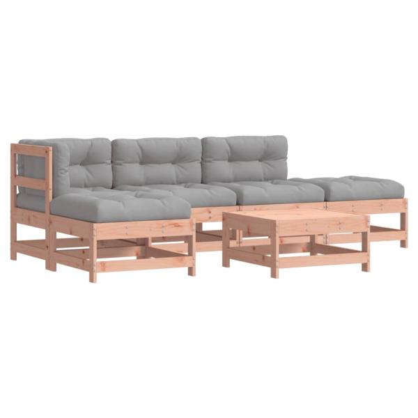 6-tlg. Garten-Lounge-Set mit Kissen Massivholz Douglasie