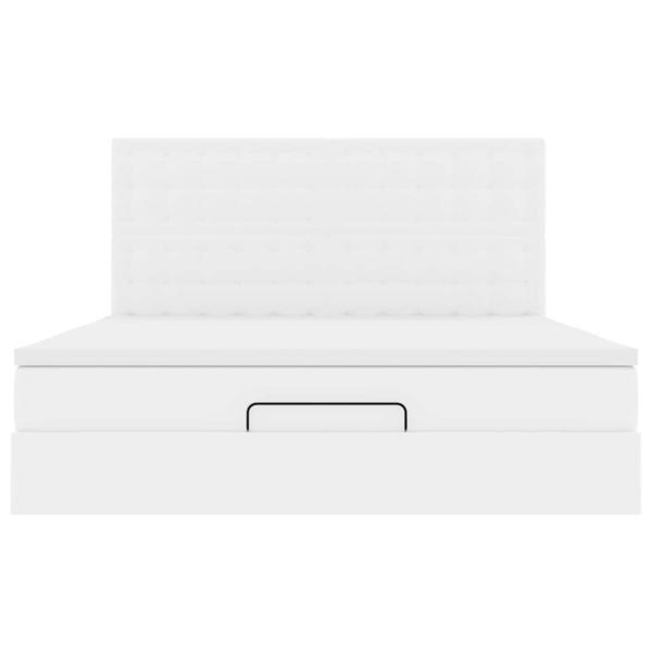 Ottoman-Bett mit Matratze & LEDs Weiß 160x200 cm Kunstleder
