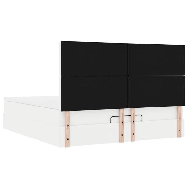 Ottoman-Bett mit Matratze & LEDs Weiß 160x200 cm Kunstleder