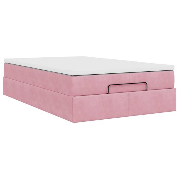 Ottoman-Bett mit Matratze Rosa 120x200 cm Samt