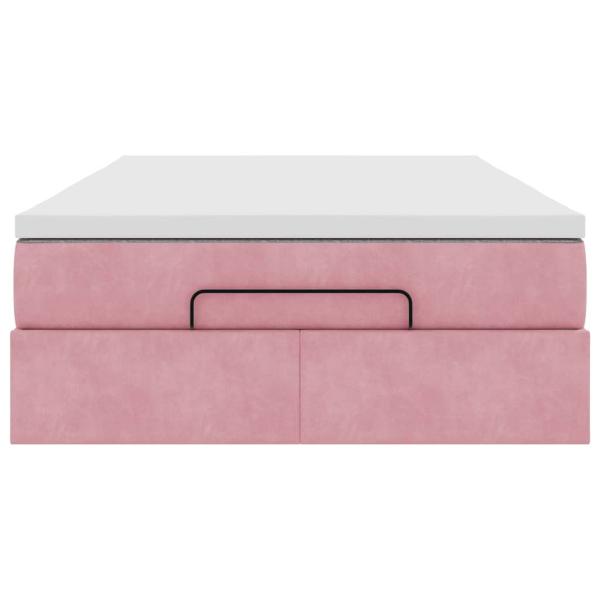 Ottoman-Bett mit Matratze Rosa 120x200 cm Samt