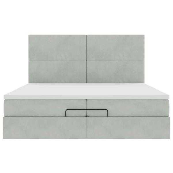 Ottoman-Bett mit Matratzen & LEDs Hellgrau 200x200 cm Samt