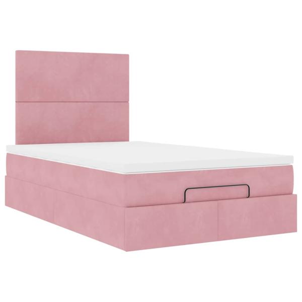 ARDEBO.de - Ottoman-Bett mit Matratzen & LEDs Rosa 120x200 cm Samt