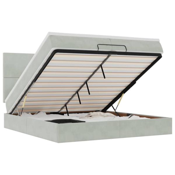 Ottoman-Bett mit Matratzen Hellgrau 200x200 cm Samt