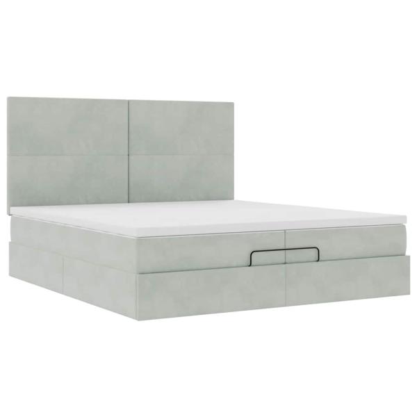 Ottoman-Bett mit Matratzen Hellgrau 200x200 cm Samt