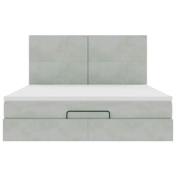 Ottoman-Bett mit Matratzen Hellgrau 200x200 cm Samt